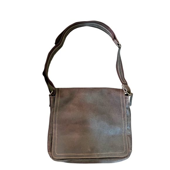 DAVID KING DISTRESSED BROWN LEATHER MESSENGER BAG MED SIZE - Picture 5 of 5